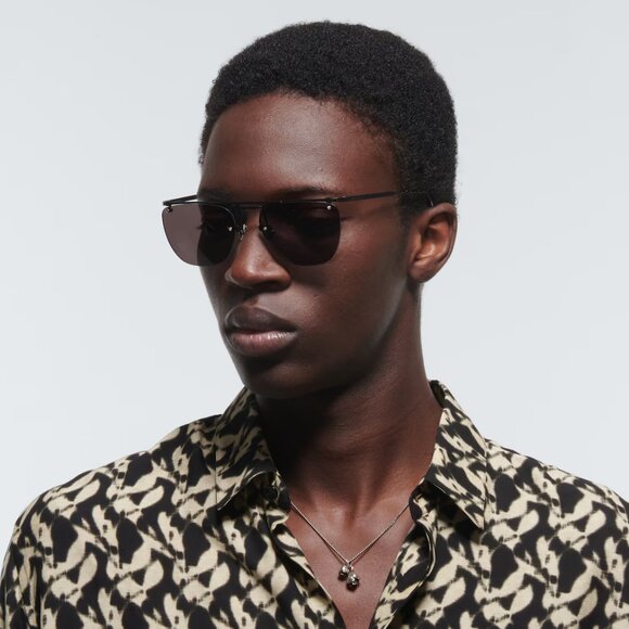 NEW SL600 001 SAINT LAURENT SUNGLASSES UNISEX BLACK ROUND EYEWEAR - Picture 3 of 6